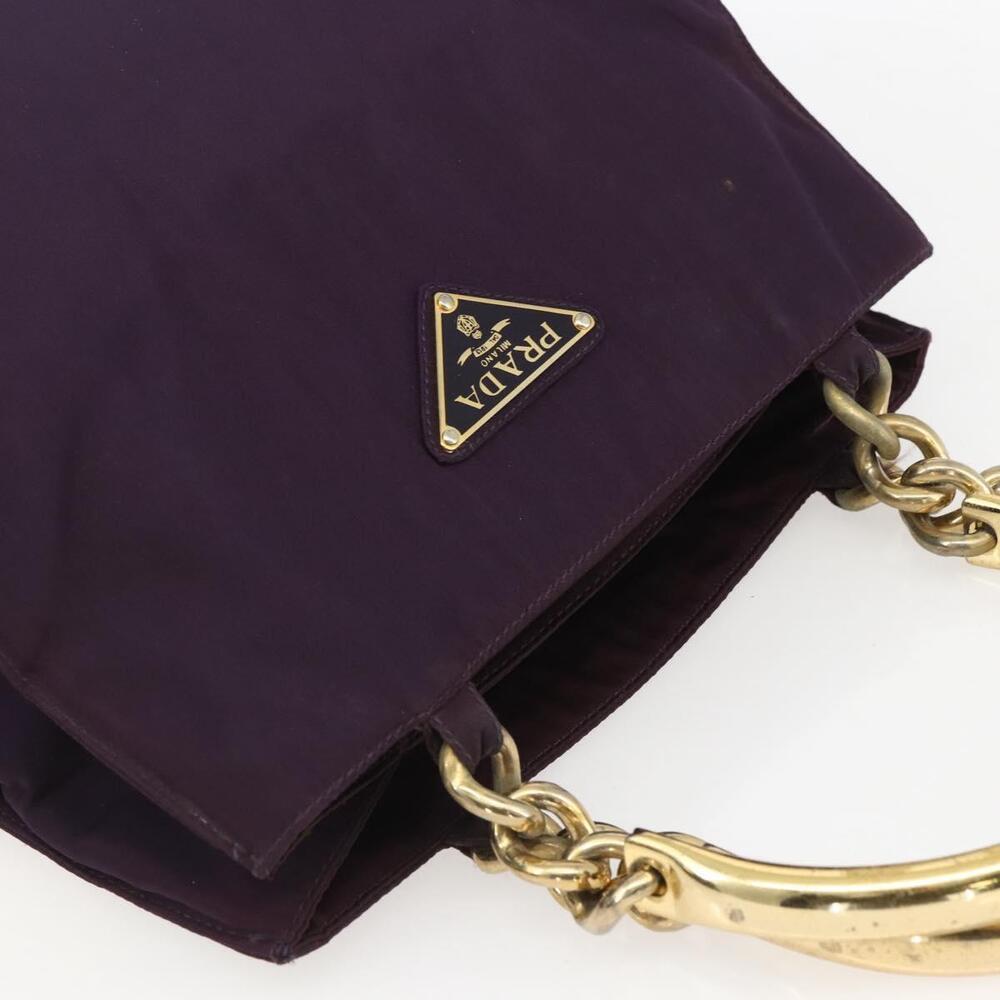 PRADA Hand Bag Nylon Metal Purple Gold Auth 155415 - Picture 6 of 16